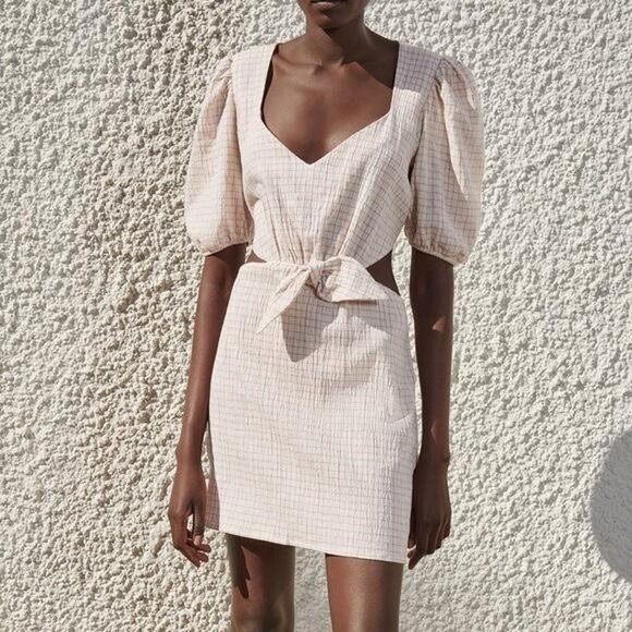 🌸 Cute Coord style Zara Summer Dress - Check with Puff Sleeves and Low Back 🌸 - Picture 6 of 9